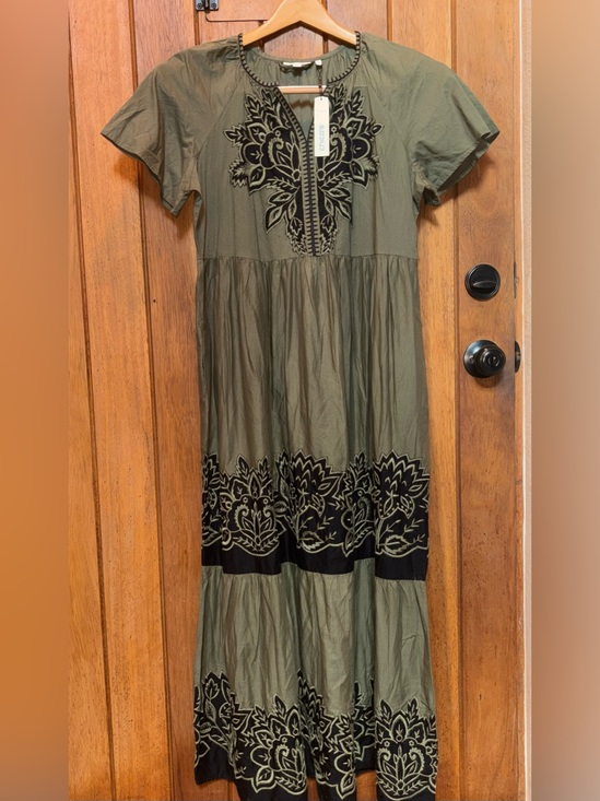 Chico's Dresses & Skirts - Chico's Olive Maxi Dress with Black Floral Embroidery
